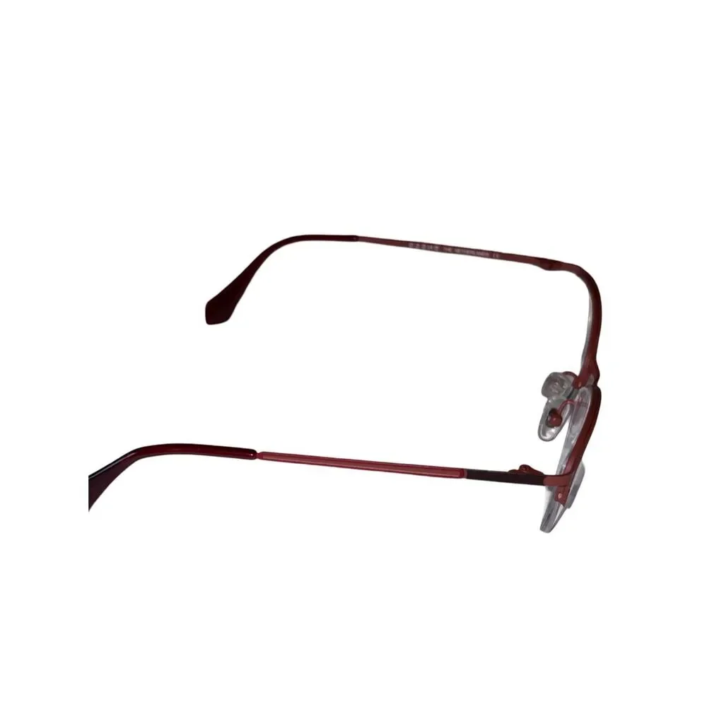 C-Zone Semi-Rimless Cat-Eye Eyeglasses Wine Red Stainless Steel Half-Rim Frames